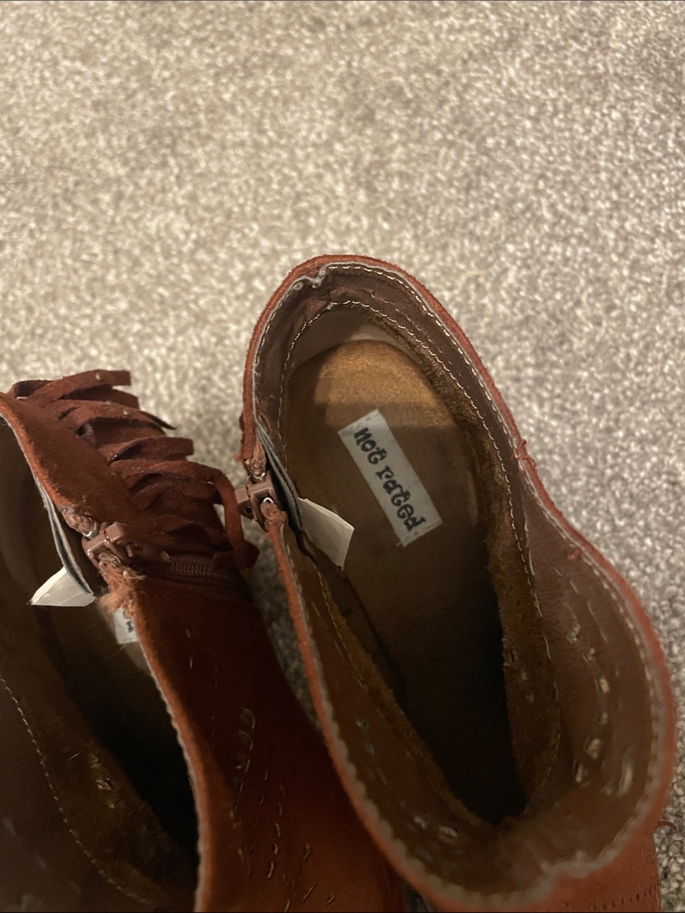 Fringed Suede Ankle Booties - Rust Brown - Picture 8 of 8